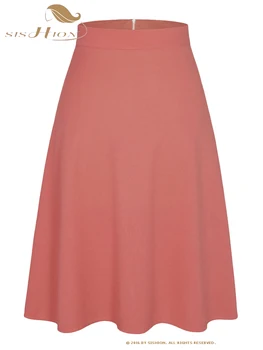 Летняя Новая женская юбка SISHION 2023, 15 цветов на выбор, винтажные модные кораллово-красные юбки трапециевидной формы длиной миди