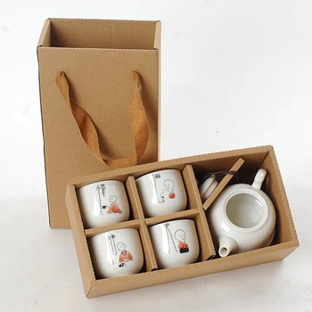 Керамический Чайный сервиз Кунг-фу 1 Чайник Упаковка из 4 Чайных чашек Китайский фарфор из белого Нефрита Бытовой Портативный Дорожный Чайный сервиз