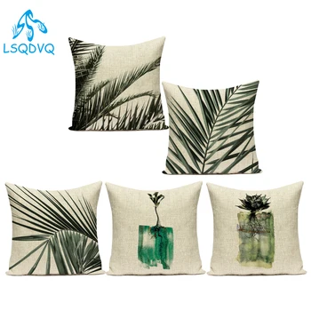 Декоративные наволочки, черный белый лотос, тропический пальмовый цветок, полиэфирный чехол для дивана для гостиной