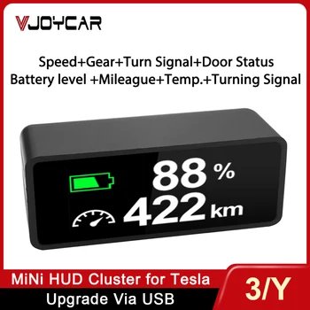 Vjoycar Новый Мини-Кластерный Скрытый Измеритель HUD для Tesla Model 3/Y Дисплей Скорости Переключения Передач Аккумулятор Цифровая Приборная Панель Автомобили 2023 Аксессуары