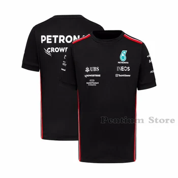 Гоночная футболка F1 Motorsport Formula One 2023 Мужские летние быстросохнущие дышащие трикотажные изделия Petronas Team Car Fans