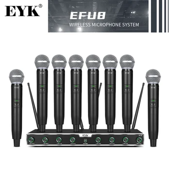 EYK EFU8 UHF Беспроводной микрофон с фиксированной частотой, 8-канальный динамический ручной микрофон для караоке-шоу, пения в зале заседаний