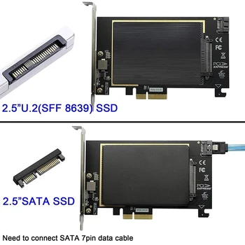Адаптер U.2 PCI-E 3.0 Gen3x4 SFF 8639 к сетевой плате PCIE 3.0 X4 с автономным питанием для SSD-накопителя SATA 7 15 Поддерживает WIN8/8.1/10/ Fedora / Linux