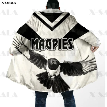 Пальто с капюшоном с принтом Western Suburbs Magpies, одеяло с капюшоном, плащ, Толстая куртка, Хлопковые пуловеры, пальто Dunnes