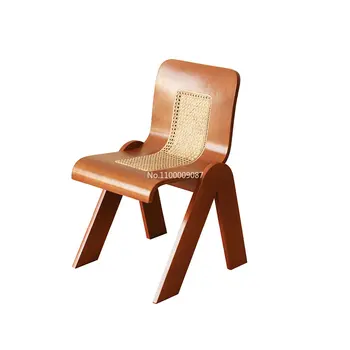 Средневековый обеденный стул Wabi-sabi Wind Chair Обеденный стул с изогнутой спинкой в стиле Ретро Из ротанга, Диван для кабинета, мебель для дома