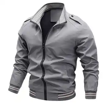 Новая осенняя бейсбольная куртка-бомбер, мужская Модная приталенная куртка, уличная однотонная мужская верхняя одежда, повседневные куртки на молнии