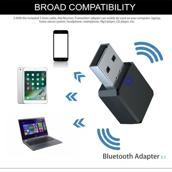 KN318 Аудиоприемник Bluetooth 5.1 с двойным выходом AUX USB Стерео Автомобильный беспроводной адаптер для громкой связи Видеоприемник аудиоадаптер