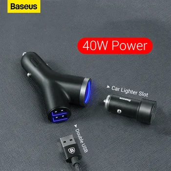 Автомобильное Зарядное Устройство Baseus 40 Вт для Универсального Мобильного Телефона С Двумя Разъемами Автомобильного Прикуривателя USB для Планшета GPS 3 Устройств Автомобильное Зарядное Устройство Для Телефона