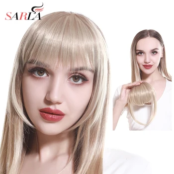 Синтетическая заколка для наращивания челки, накладные волосы, тупая бахрома с длинными сторонами Для женщин, натуральный цвет, черный, коричневый, блонд B3
