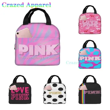 Love Pink Портативные изолированные сумки для ланча, повседневная сумка для ланча, милая сумка для школы, пляжа, офисной вечеринки для женщин/ мужчин/ детей