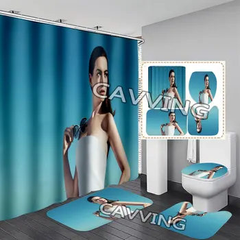 Занавеска для душа с 3D принтом Anne Hathaway Водонепроницаемая Занавеска для ванной Комнаты Противоскользящий коврик для ванной Набор ковриков для туалета Carpet Home K01