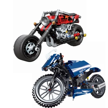 Технический набор моделей мотоциклов и автомобилей MOC, наборы строительных блоков, игрушки для детей, подарки для детей, Игрушечный мотоцикл, технические кирпичи 