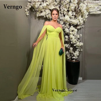 Verngo/ Сексуальные длинные платья для выпускного вечера из желтого шифона с открытыми плечами Lemo, арабские женские вечерние платья для пляжной вечеринки