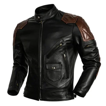 НОВОЕ мотоциклетное пальто, куртка из воловьей кожи, мужская одежда из натуральной кожи, защитное пальто для мотоциклистов, тонкое мужское пальто для верховой езды