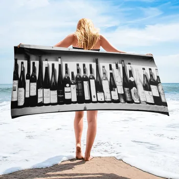 Пляжное полотенце с винной бутылкой размером 31x51 дюйм, спортивное быстросохнущее пляжное полотенце из сверхволокна, абсорбирующее песок, необходимое для плавания