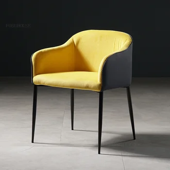 Скандинавские обеденные стулья из кованого железа для кухни, современные минималистичные дизайнерские стулья со спинкой, Домашний обеденный стул из вельвета для отдыха